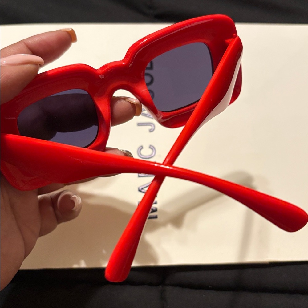 Bold Red Square Sunglasses - Picture 4 of 9
